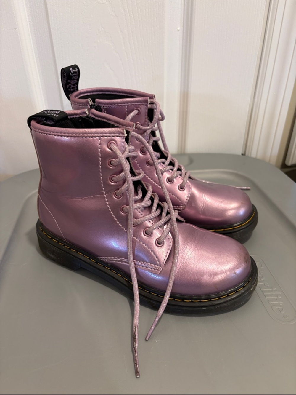 Dr. Martens Shimmery Lavender Lace-Up Combat Boots